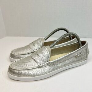 Cole Haan Grand OS Pinch Maine Classic Weekender Leather Loafers Sz 9B Silver
